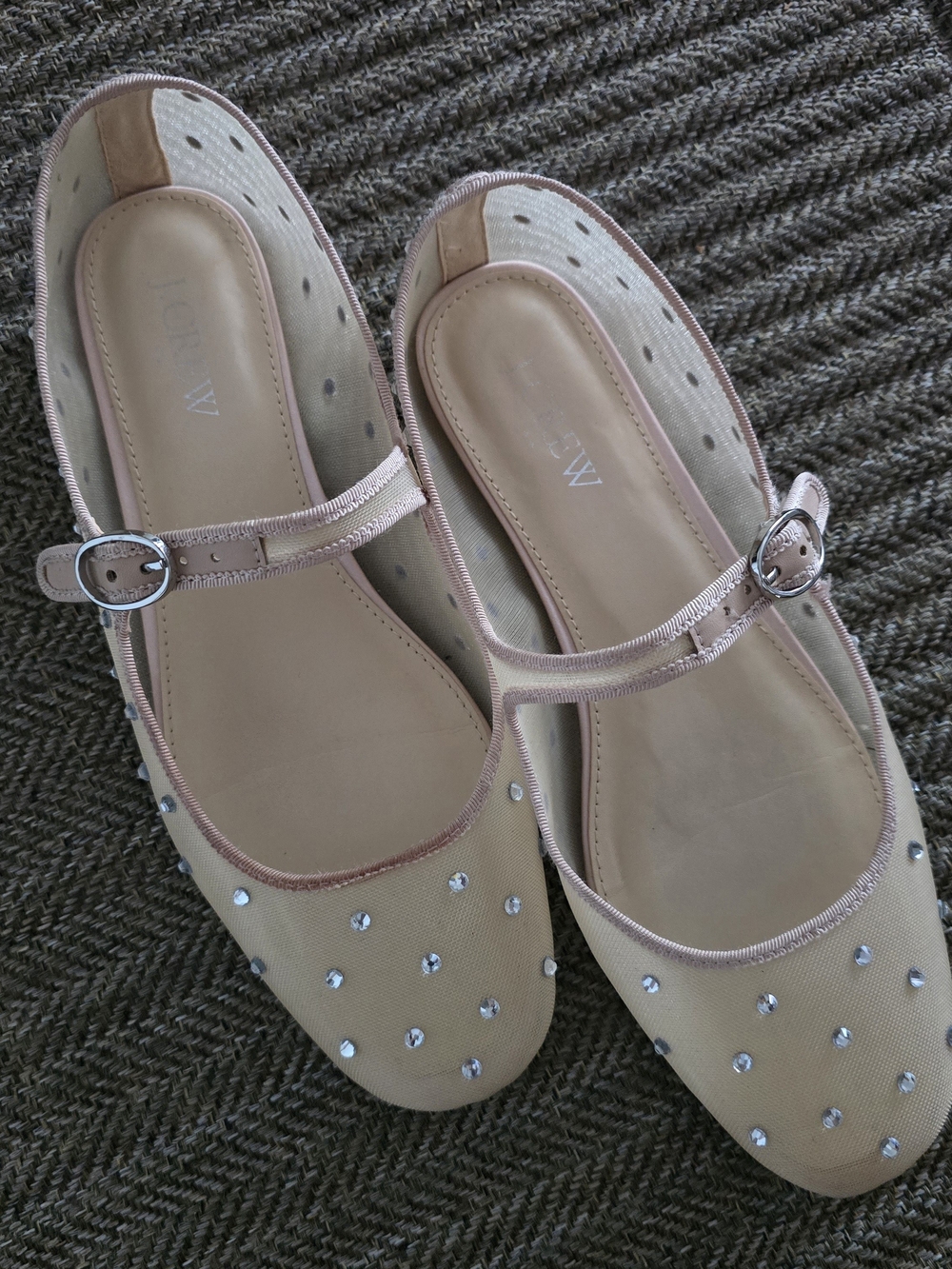 J.Crew | Champagne Mesh Mary Jane Flats | Size 7.5
